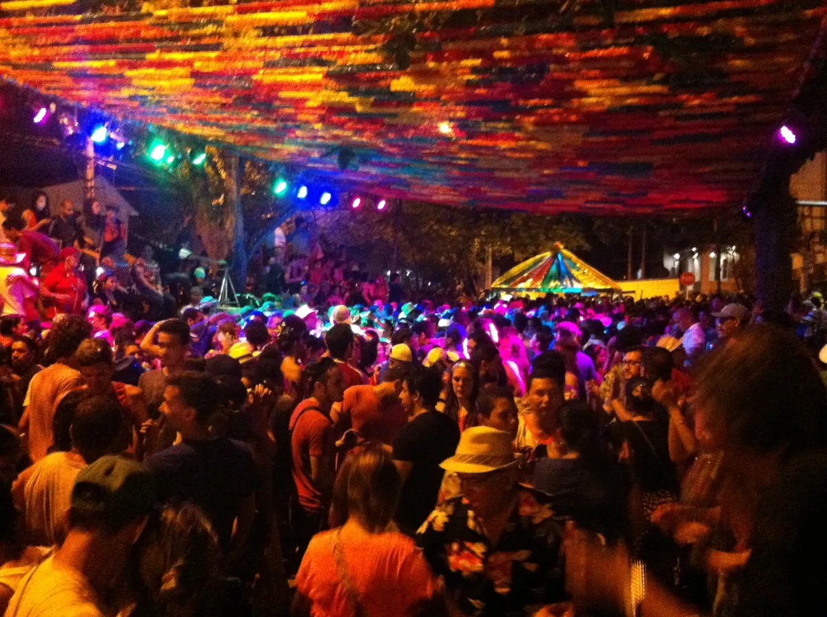 A crowded carnival night in Colombia